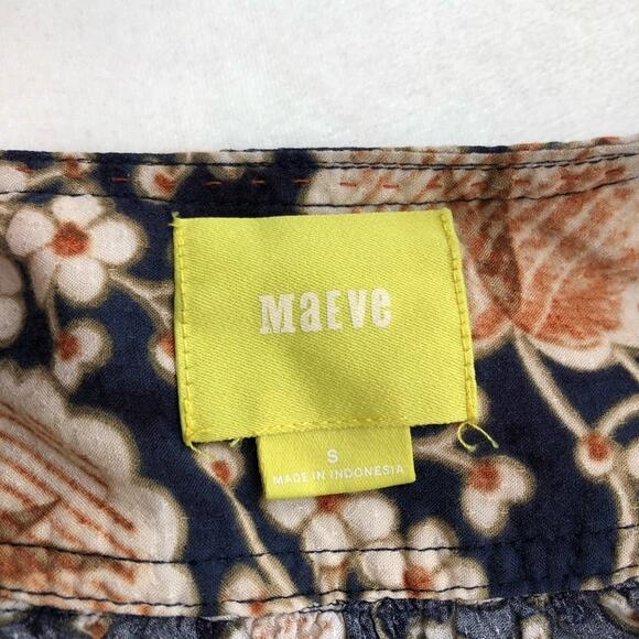 Anthro Maeve Navy Print Button Front Blouse - Picture 5 of 6